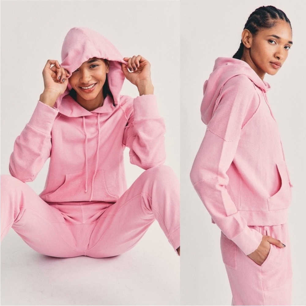 LoveShackfancy Annrosa sugar poppy distressed hoodie pink size large - Picture 9 of 11